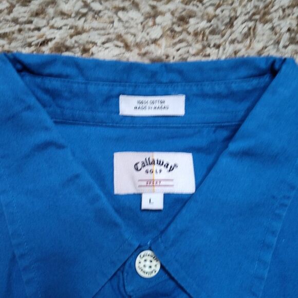 Callaway Golf Sport Men‎ Sz L Short Sleeve Button Up Big Back Logo Print - Picture 4 of 8